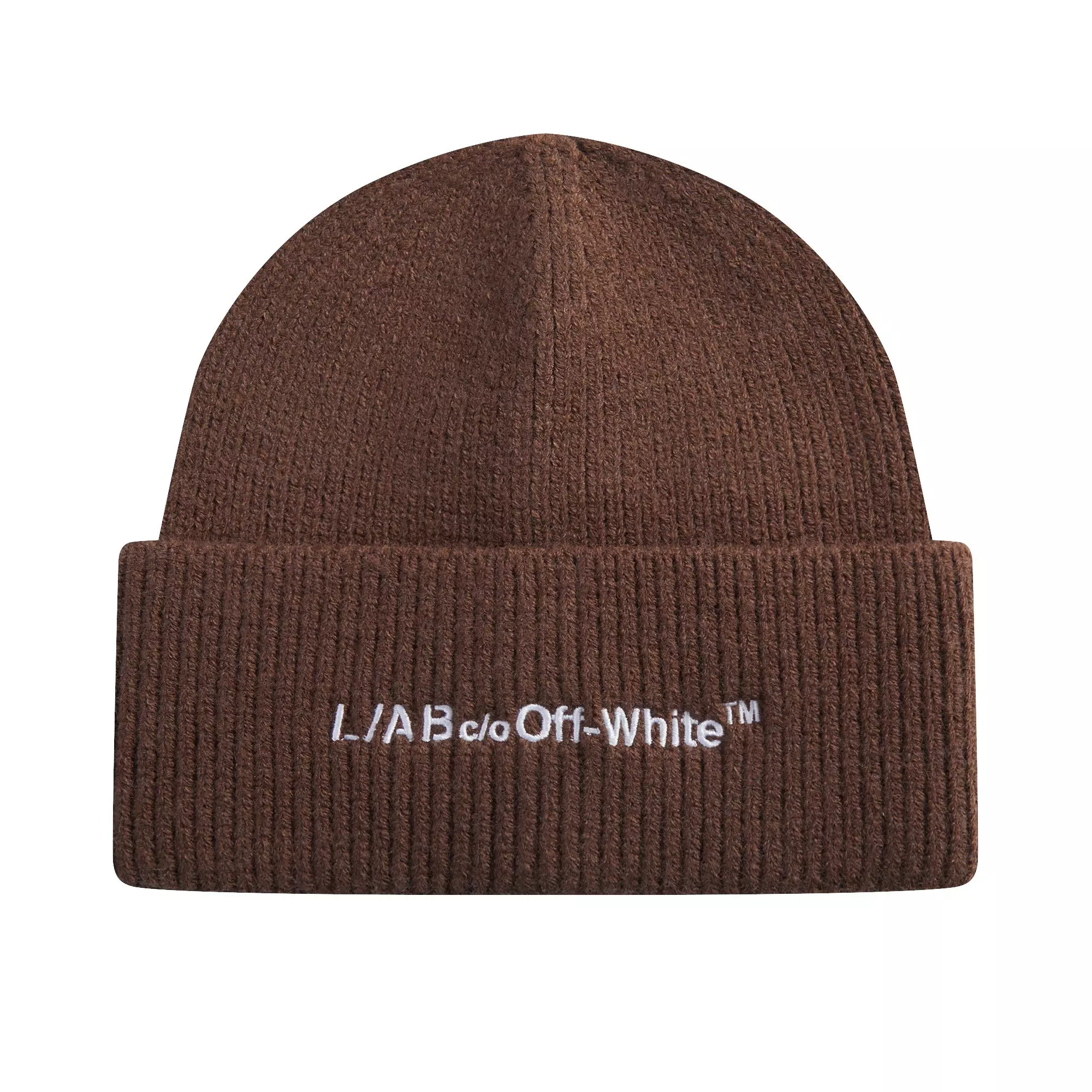L/AB c/o Off-White Horizontal Embroidered Cuff Beanie - Brown - BROWN