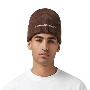 L/AB c/o Off-White Horizontal Embroidered Cuff Beanie - Brown - BROWN