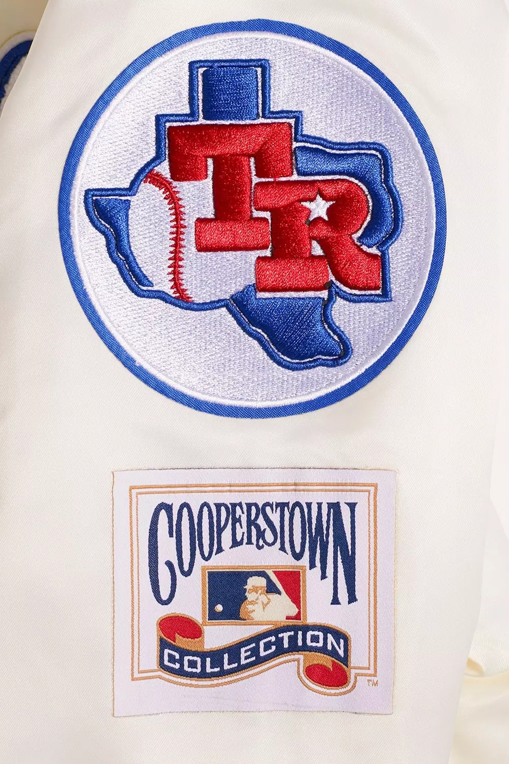 Pro Standard Women's Texas Rangers Retro Classic Rib Satin Jacket - Eggshell - EGGSHELL