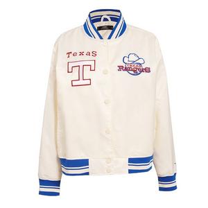 Pro Standard Women's Texas Rangers Retro Classic Rib Satin Jacket - Eggshell
