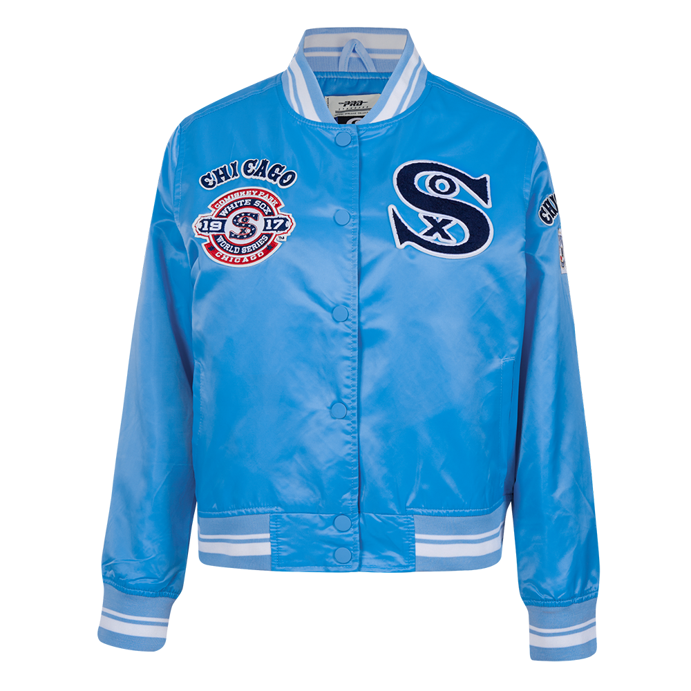 Pro Standard Women's Chicago White Sox Retro Classic Rib Satin Jacket - University Blue/White - UNIVERSITY BLUE/WHITE Thumbnail View 1
