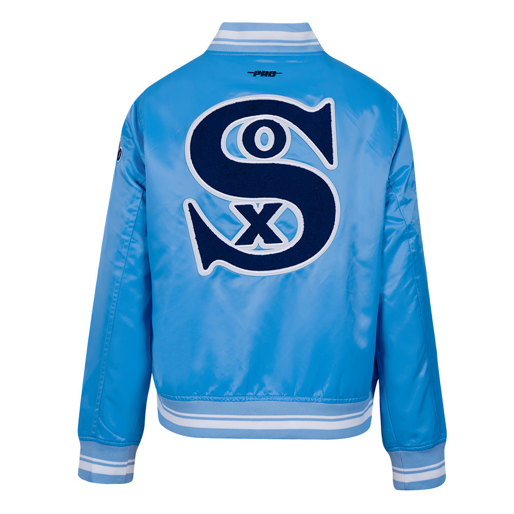 Pro Standard Women's Chicago White Sox Retro Classic Rib Satin Jacket - University Blue/White - UNIVERSITY BLUE/WHITE Thumbnail View 2