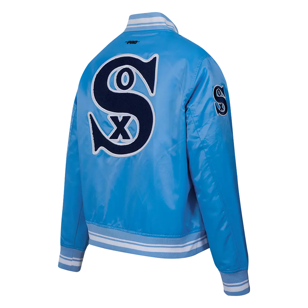 Pro Standard Women's Chicago White Sox Retro Classic Rib Satin Jacket - University Blue/White - UNIVERSITY BLUE/WHITE