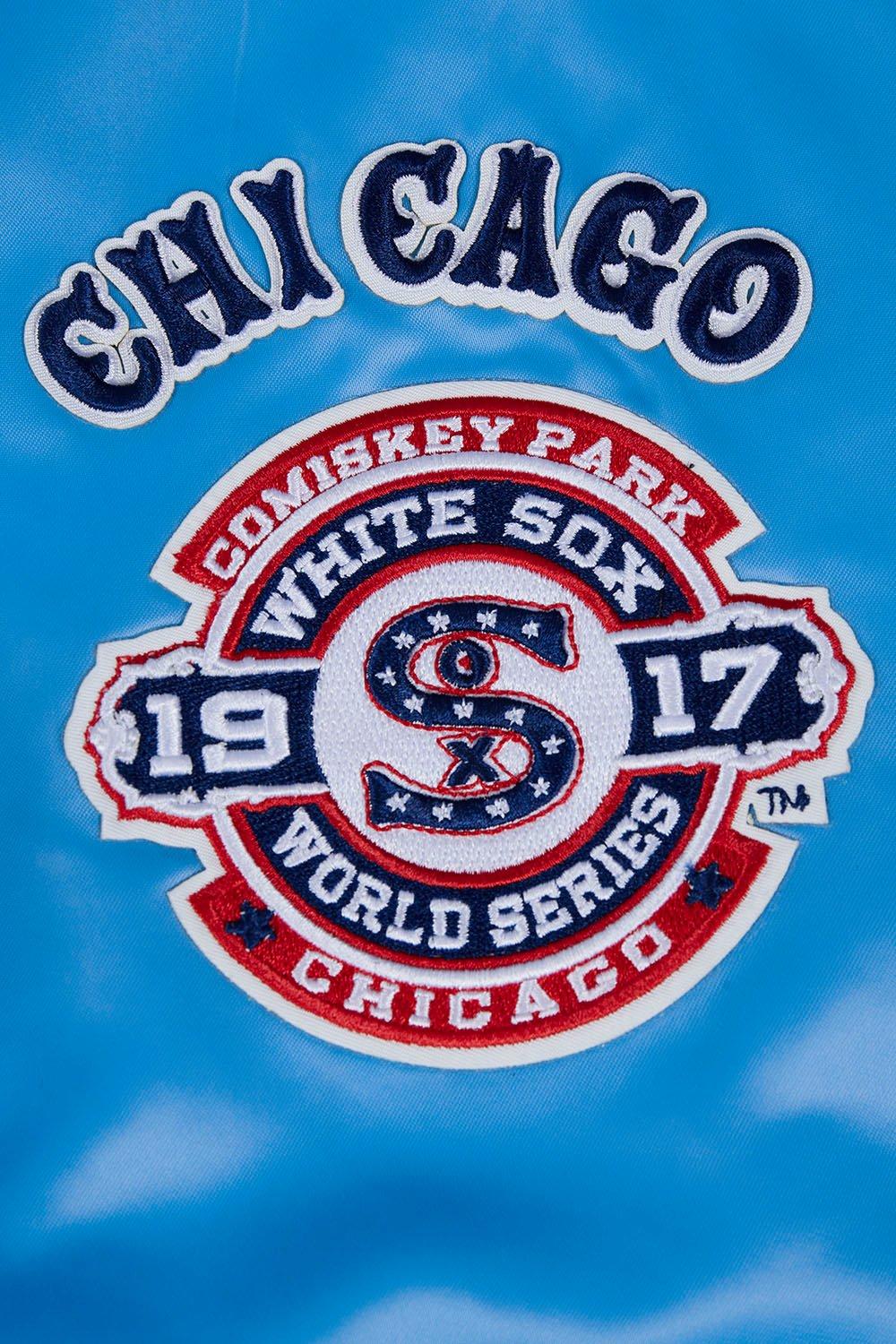 Pro Standard Women's Chicago White Sox Retro Classic Rib Satin Jacket - University Blue/White - UNIVERSITY BLUE/WHITE Thumbnail View 6