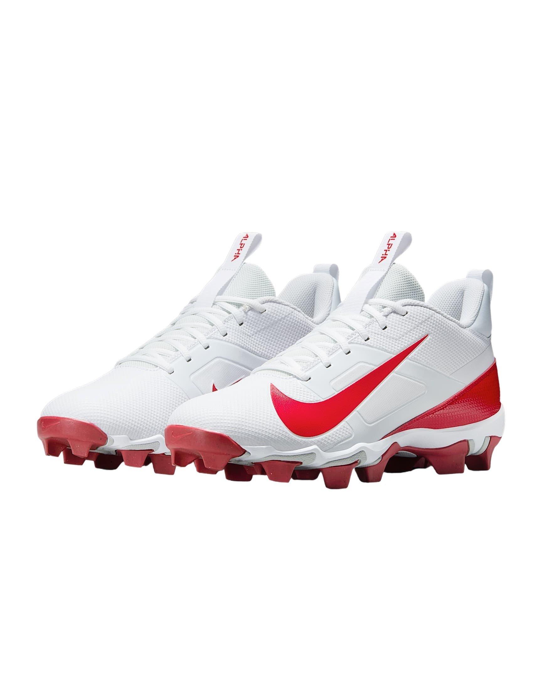 Nike Alpha Menace 4 Shark "White/University Red/Photon Dust" Men's Football Cleat - WHITE/RED/DUST/RED Thumbnail View 3