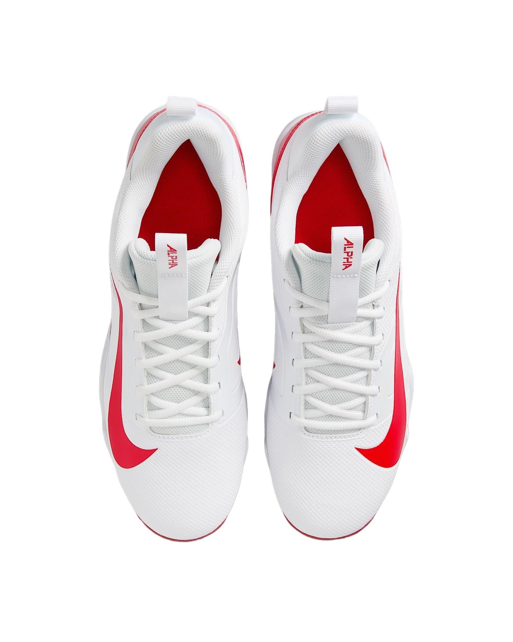 Nike Alpha Menace 4 Shark "White/University Red/Photon Dust" Men's Football Cleat - WHITE/RED/DUST/RED Thumbnail View 4