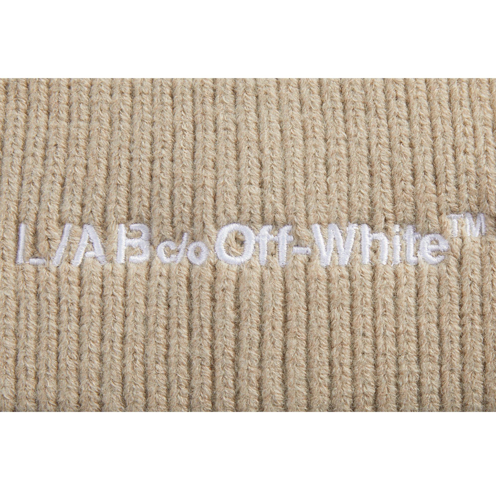 L/AB c/o Off-White Horizontal Embroidered Cuff Beanie - Beige - BEIGE