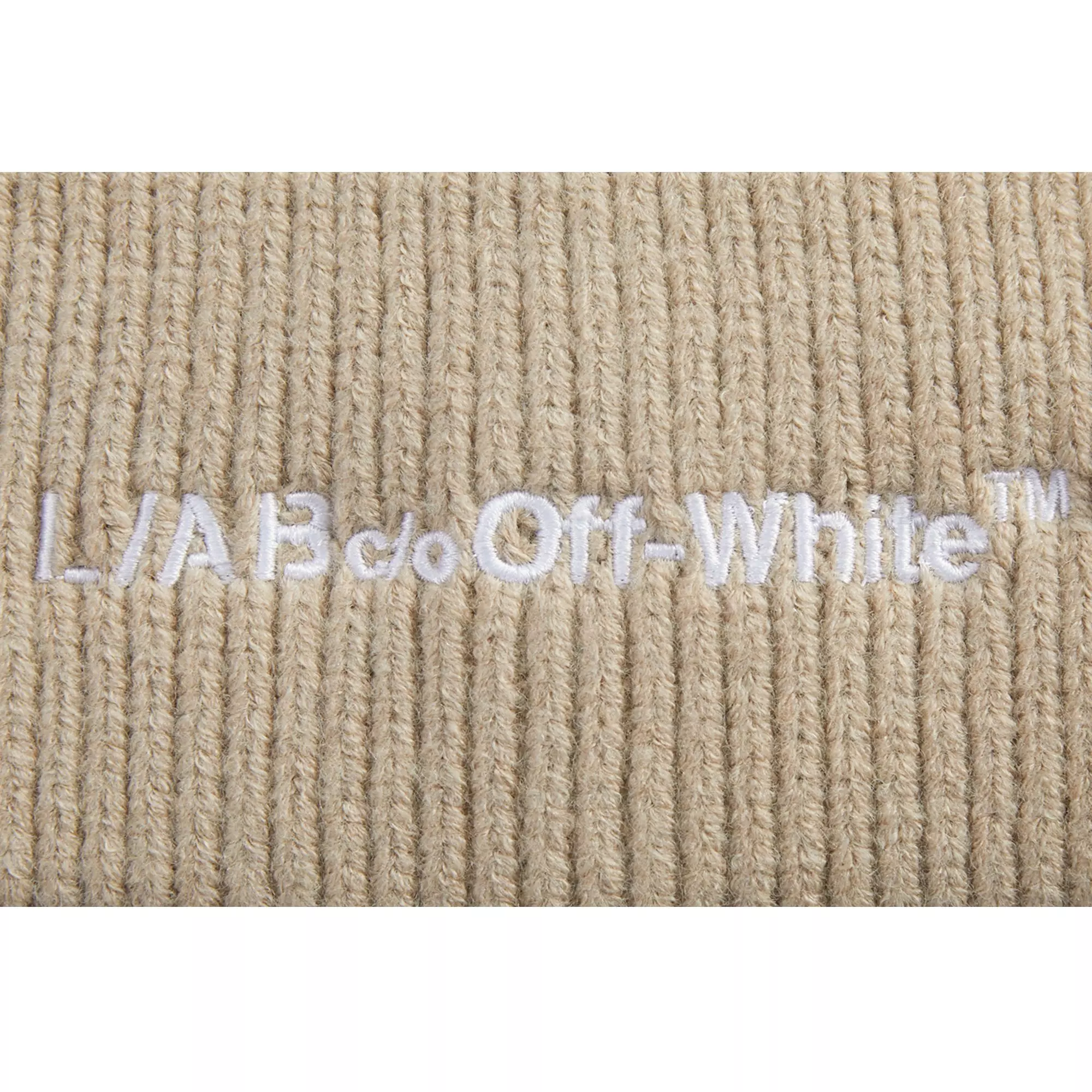 L/AB c/o Off-White Horizontal Embroidered Cuff Beanie - Beige - BEIGE