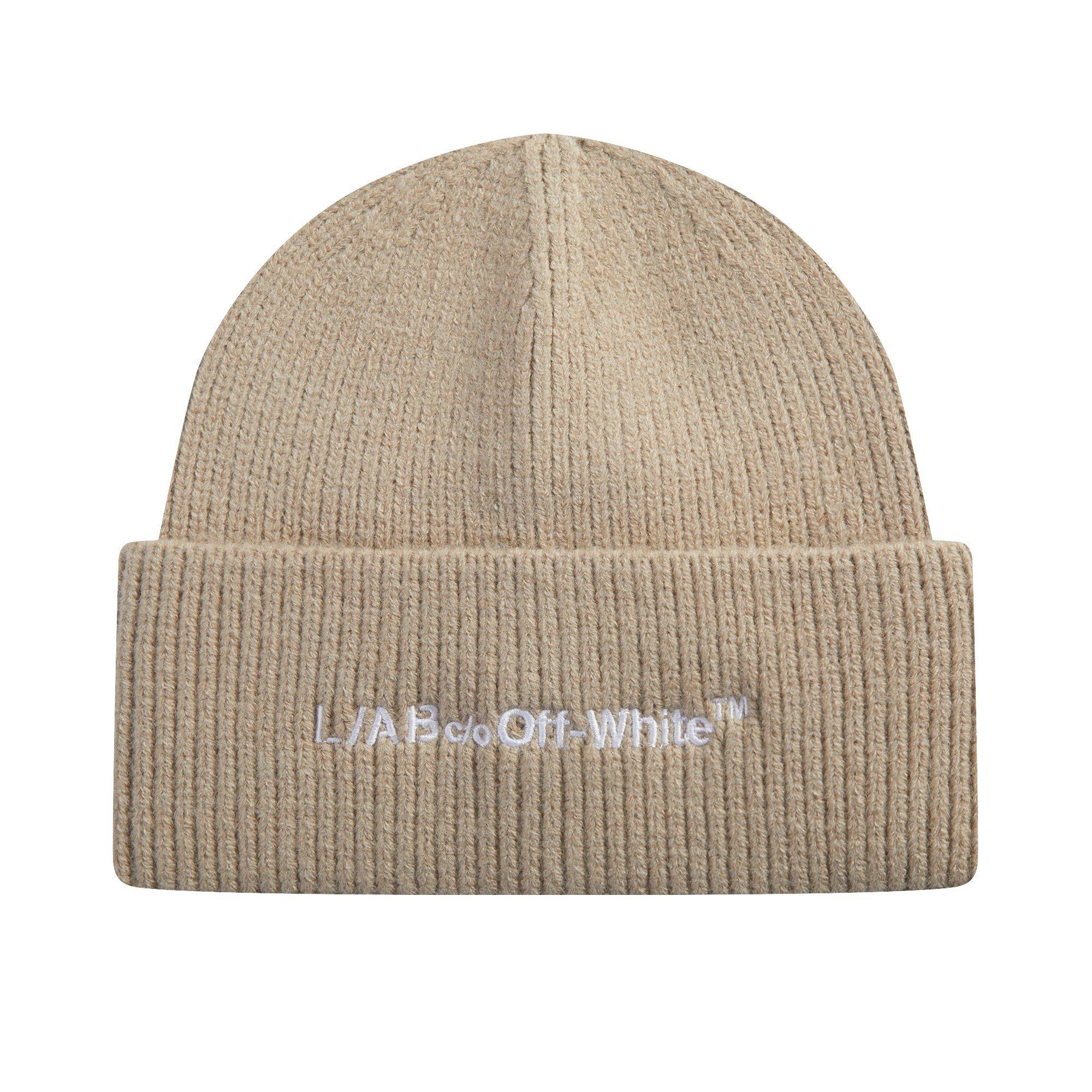 L/AB c/o Off-White Horizontal Embroidered Cuff Beanie - Beige - BEIGE