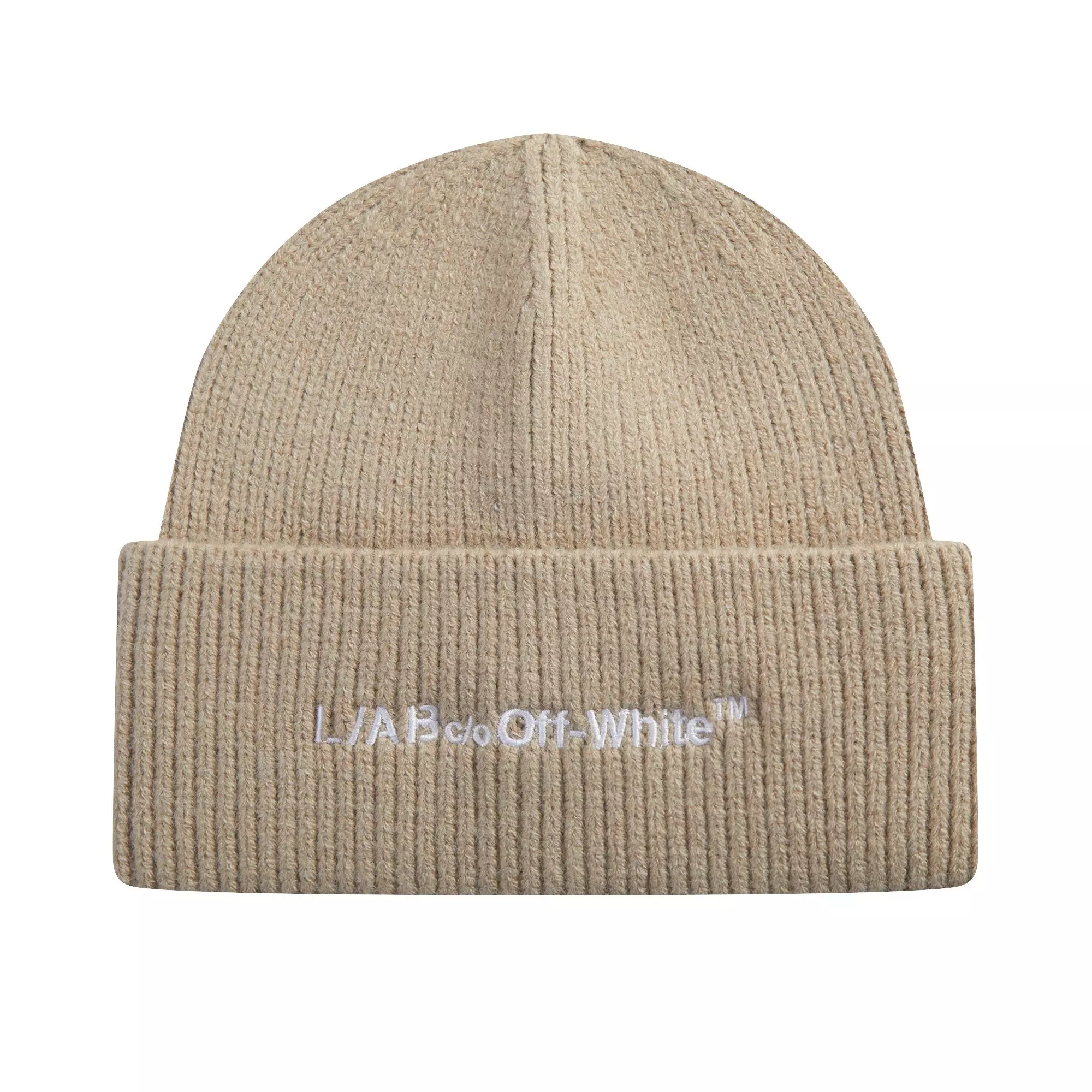 L/AB c/o Off-White Horizontal Embroidered Cuff Beanie - Beige - BEIGE