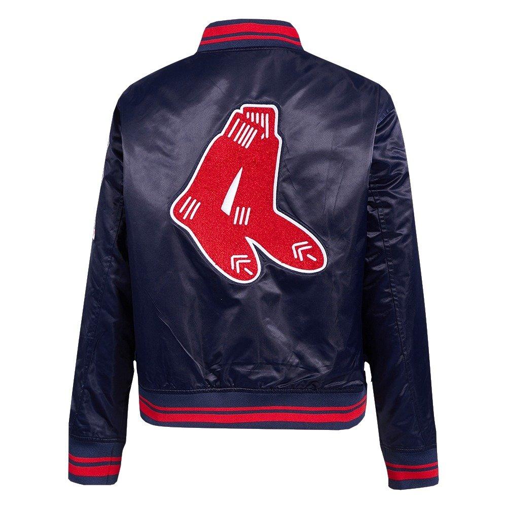 Pro Standard Women's Boston Red Sox Retro Classic Rib Satin Jacket - Navy/Red - NAVY/RED Thumbnail View 2