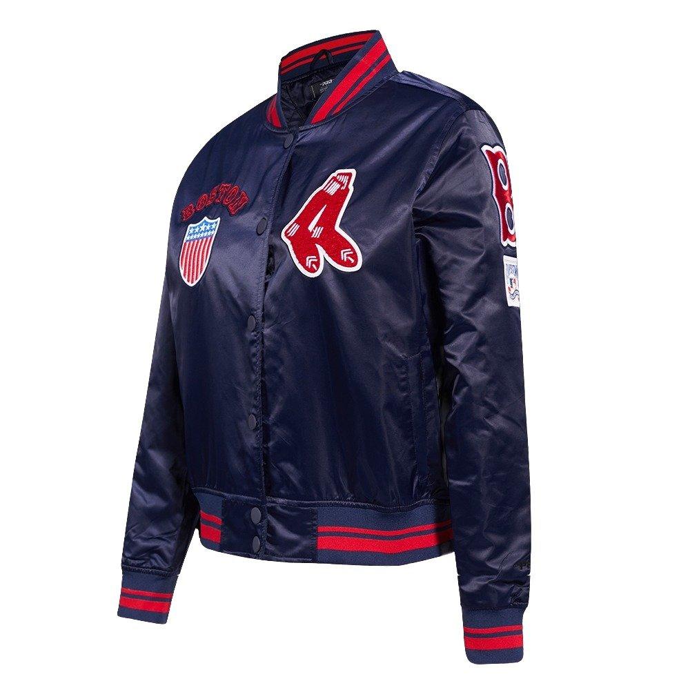 Pro Standard Women's Boston Red Sox Retro Classic Rib Satin Jacket - Navy/Red - NAVY/RED Thumbnail View 3