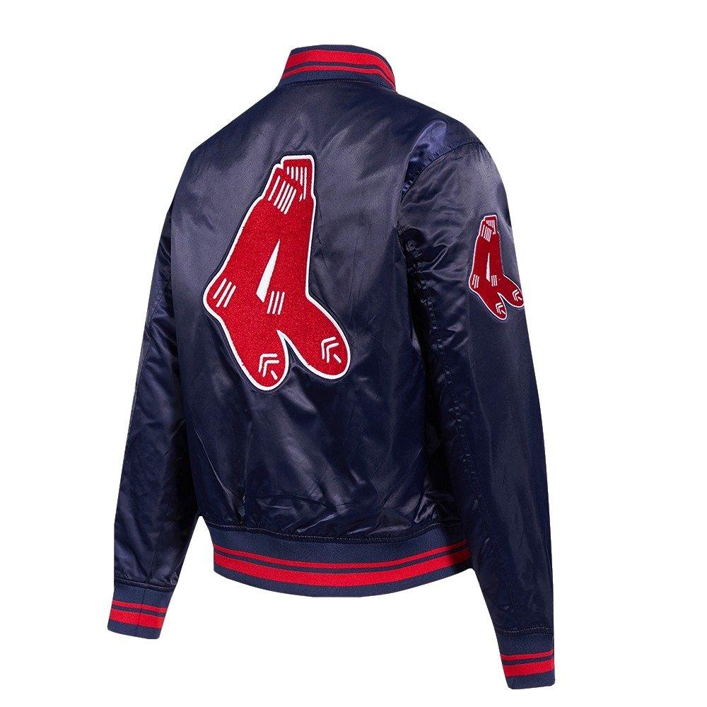 Pro Standard Women's Boston Red Sox Retro Classic Rib Satin Jacket - Navy/Red - NAVY/RED Thumbnail View 4