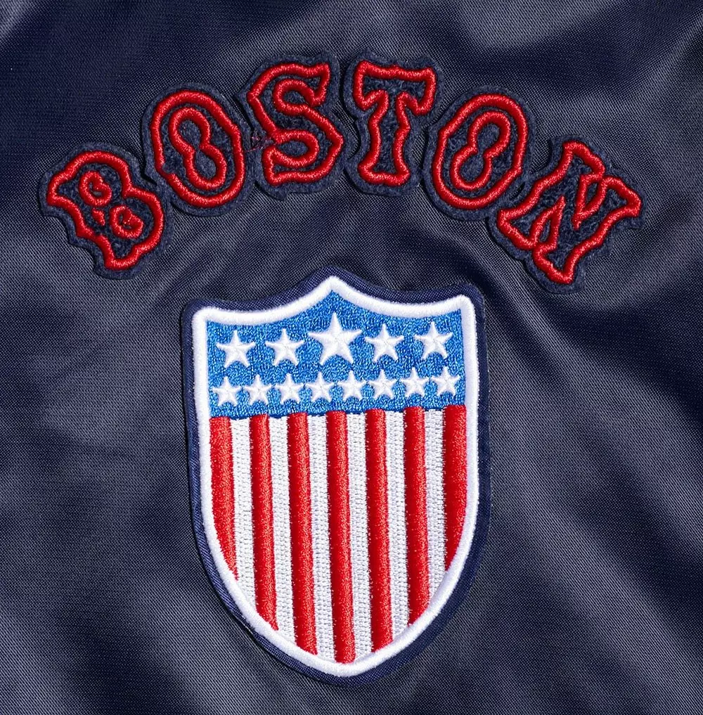 Pro Standard Women's Boston Red Sox Retro Classic Rib Satin Jacket - Navy/Red - NAVY/RED