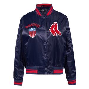 Pro Standard Women's Boston Red Sox Retro Classic Rib Satin Jacket - Navy/Red