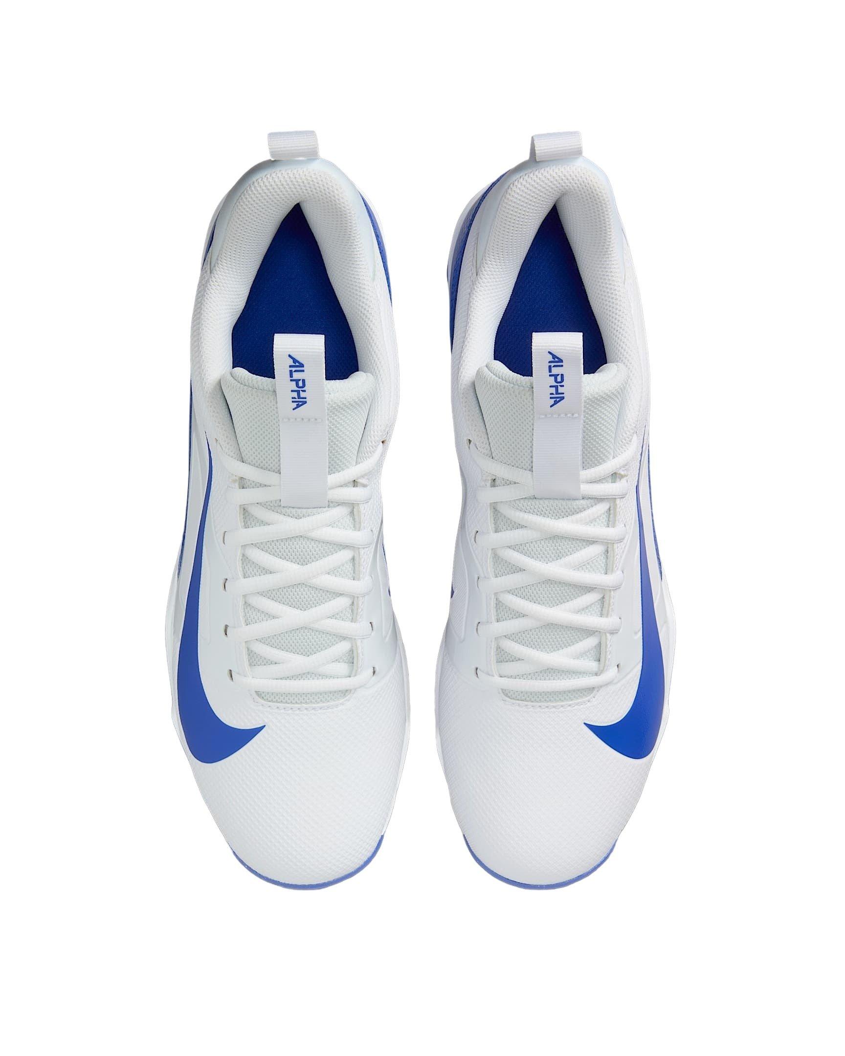Nike Alpha Menace 4 Shark "White/Hyper Royal/Photon Dust/Hyper Royal" Men's Football Cleat - WHITE/ROYAL/DUST/ROYAL Thumbnail View 4