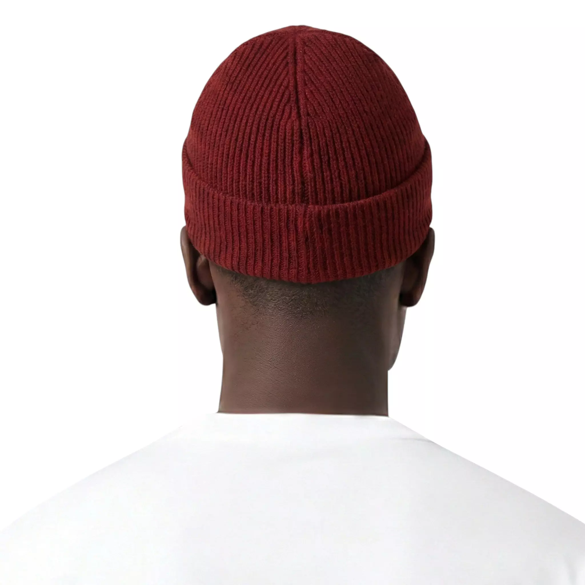 L/AB c/o Off-White Horizontal Embroidered Cuff Beanie - Maroon - MAROON