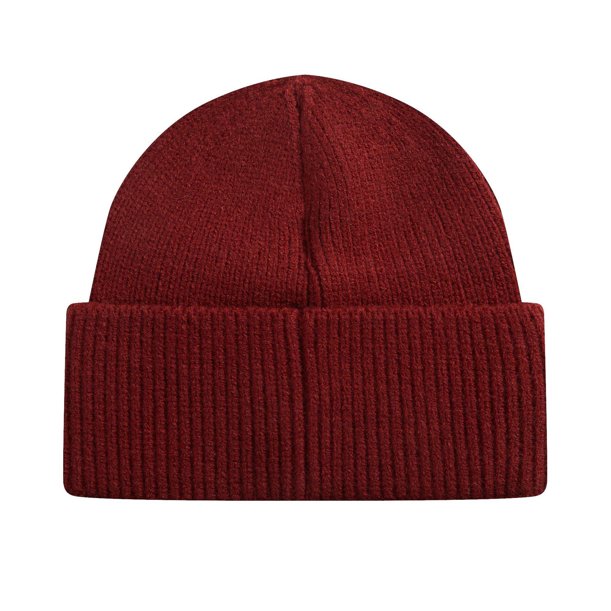 L/AB c/o Off-White Horizontal Embroidered Cuff Beanie - Maroon - MAROON