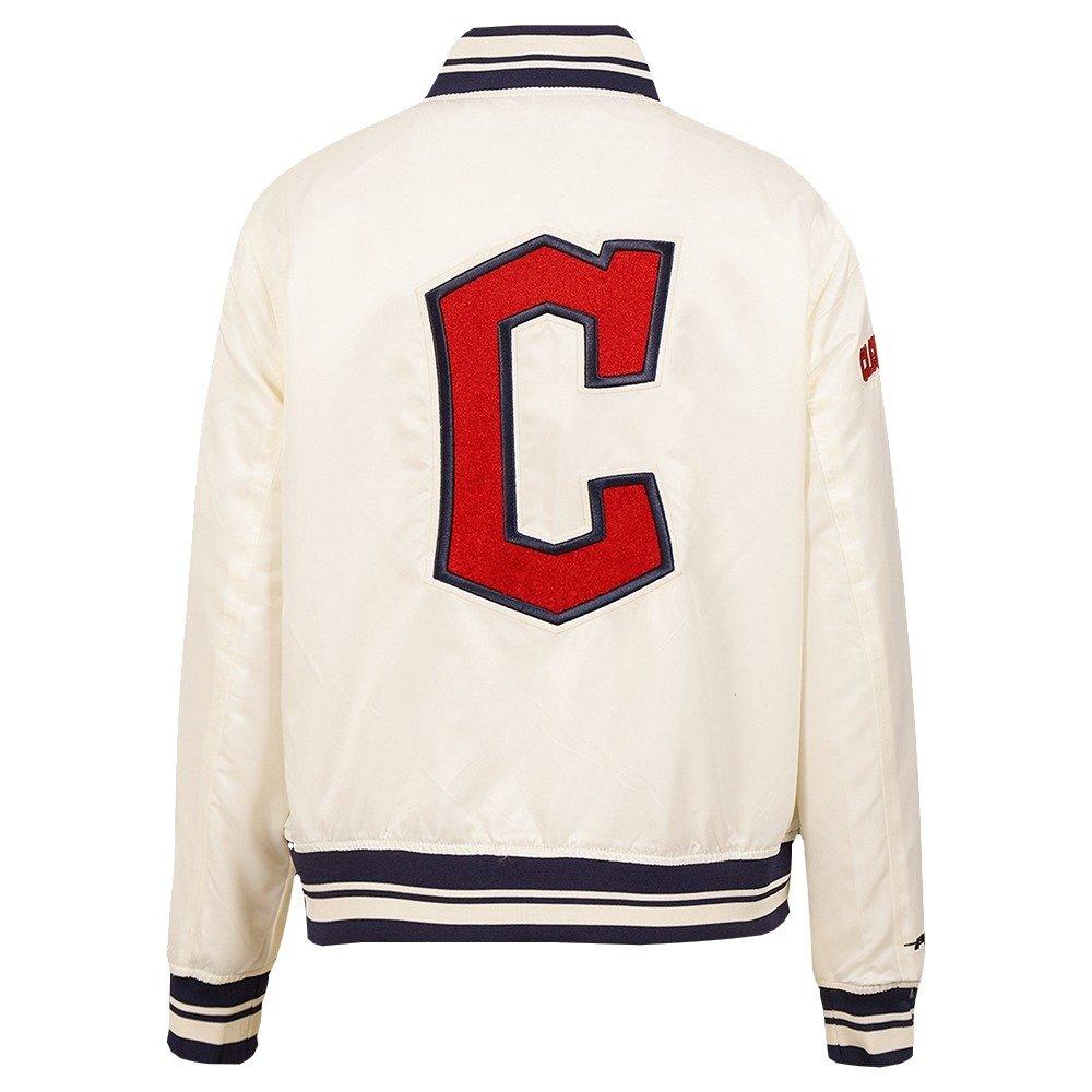 Pro Standard Women's Cleveland Guardians Retro Classic Rib Satin Jacket - Eggshell - EGGSHELL Thumbnail View 2