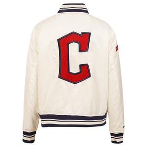 Pro Standard Women's Cleveland Guardians Retro Classic Rib Satin Jacket - Eggshell