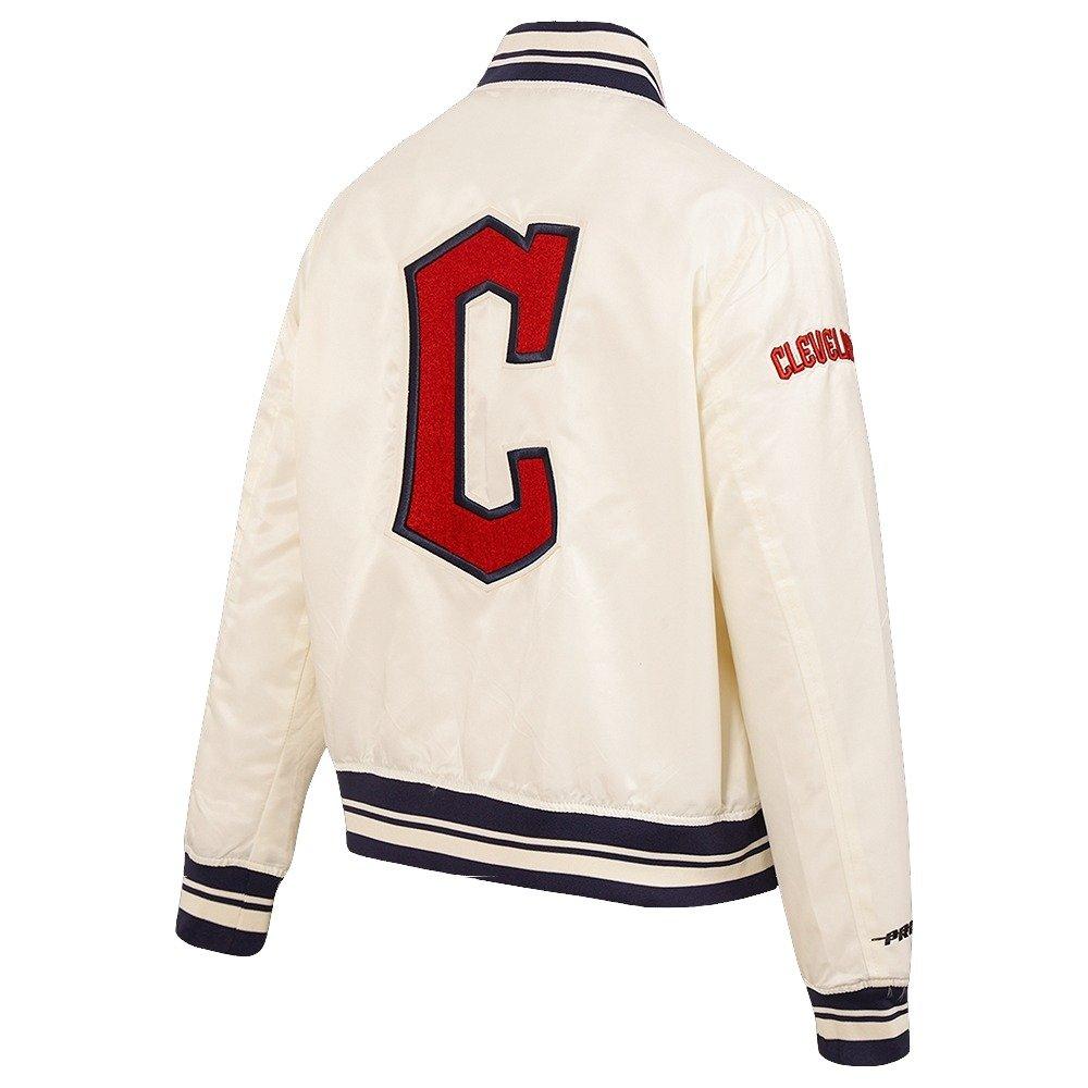 Pro Standard Women's Cleveland Guardians Retro Classic Rib Satin Jacket - Eggshell - EGGSHELL Thumbnail View 4