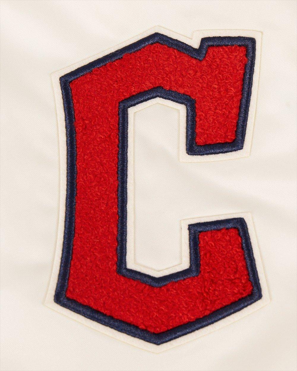 Pro Standard Women's Cleveland Guardians Retro Classic Rib Satin Jacket - Eggshell - EGGSHELL Thumbnail View 6