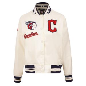Pro Standard Women's Cleveland Guardians Retro Classic Rib Satin Jacket - Eggshell
