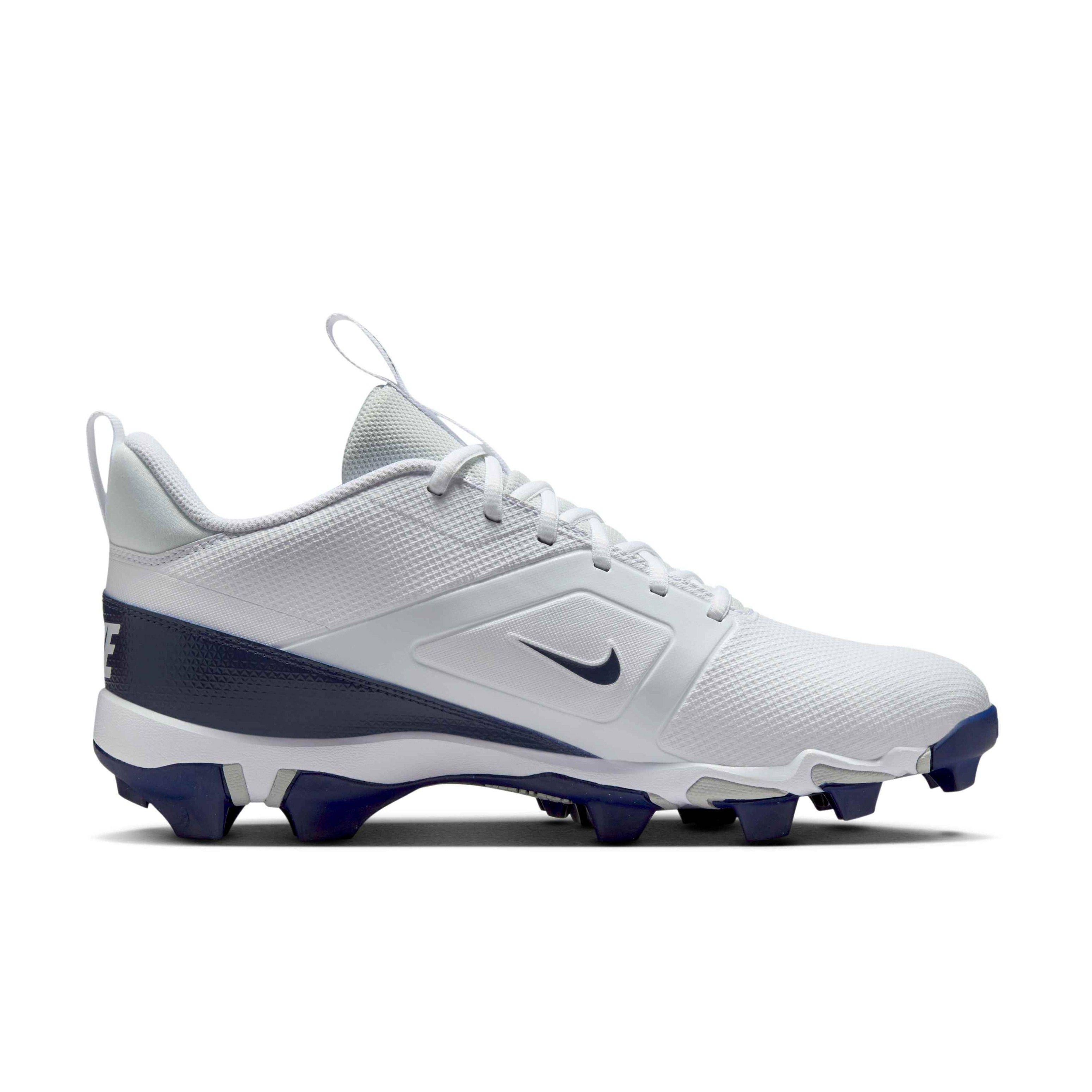 Nike Alpha Menace 4 Shark "White/Midnight Navy/Photon Dust/Midnight Navy" Men's Football Cleat - WHITE/NAVY/DUST/NAVY Thumbnail View 1