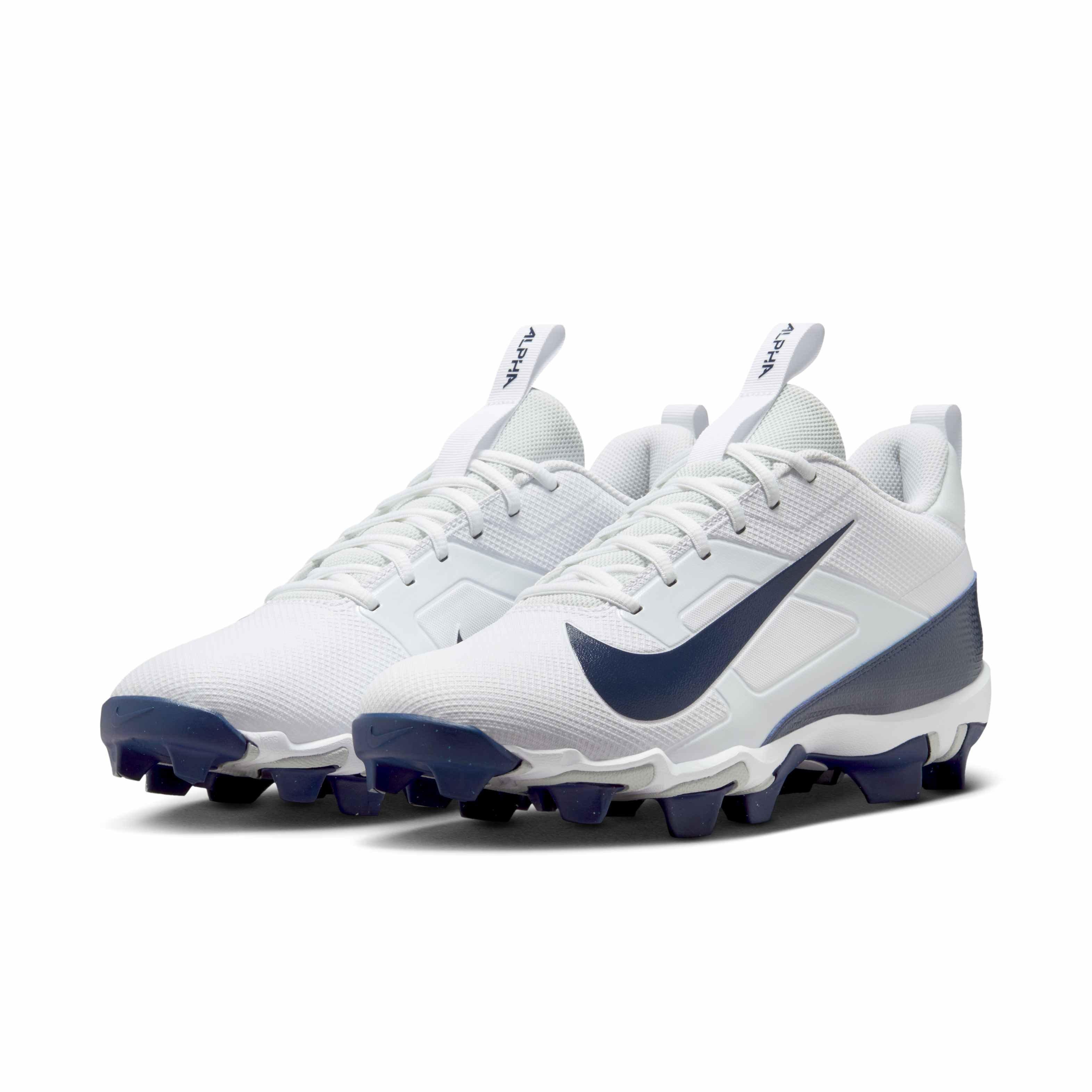 Nike Alpha Menace 4 Shark "White/Midnight Navy/Photon Dust/Midnight Navy" Men's Football Cleat - WHITE/NAVY/DUST/NAVY Thumbnail View 3