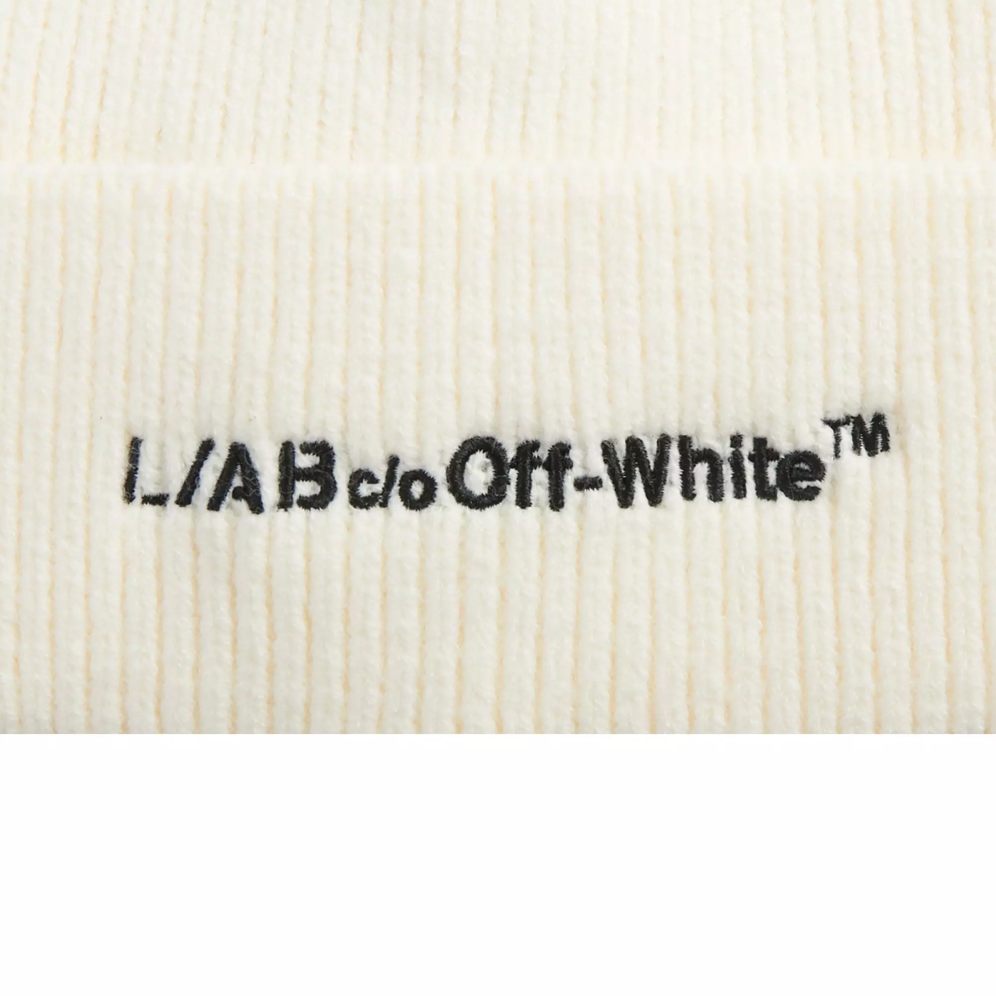 L/AB c/o Off-White Horizontal Embroidered Cuff Beanie - White - WHITE