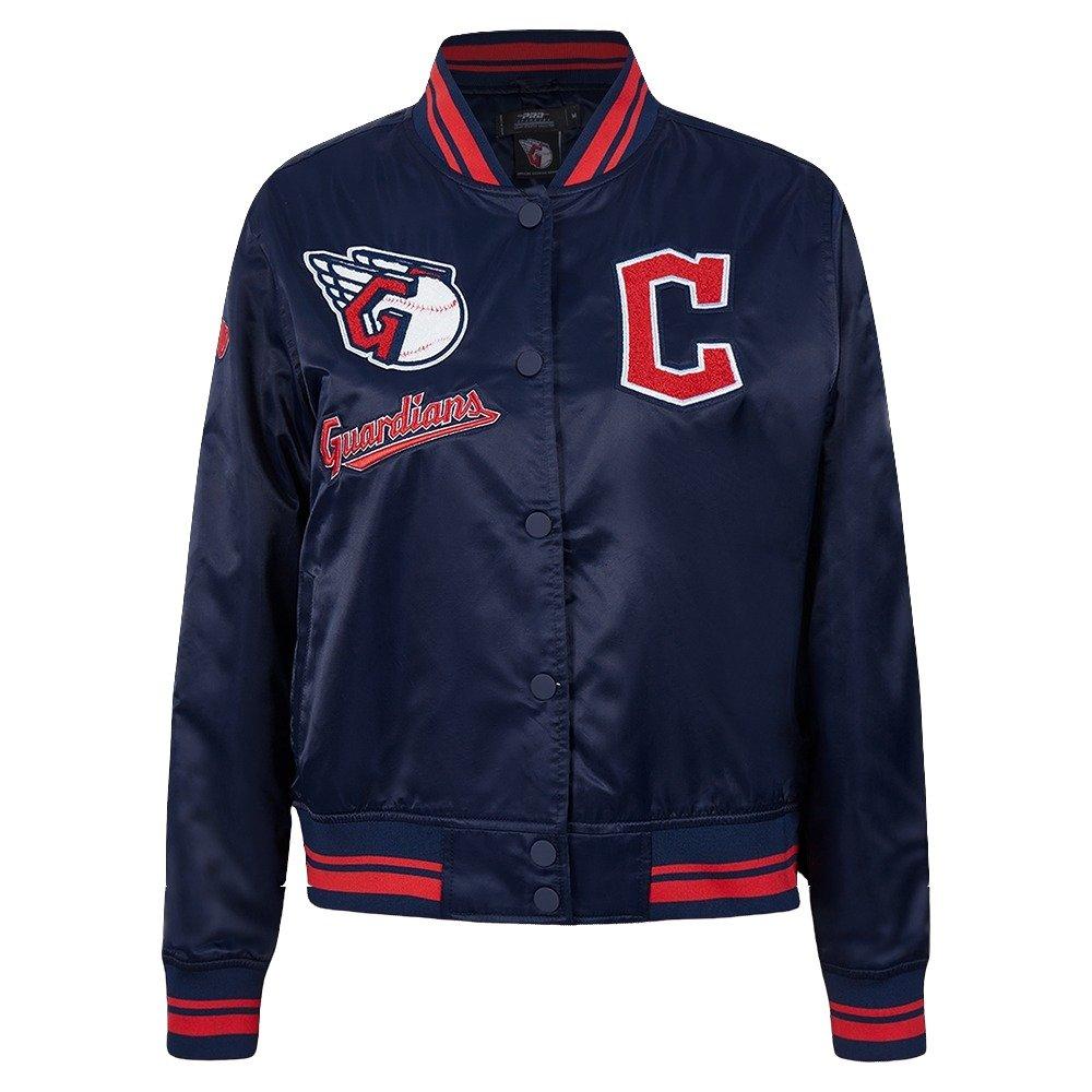 Pro Standard Women's Cleveland Guardians Retro Classic Rib Satin Jacket - Navy/Red - NAVY/RED Thumbnail View 1