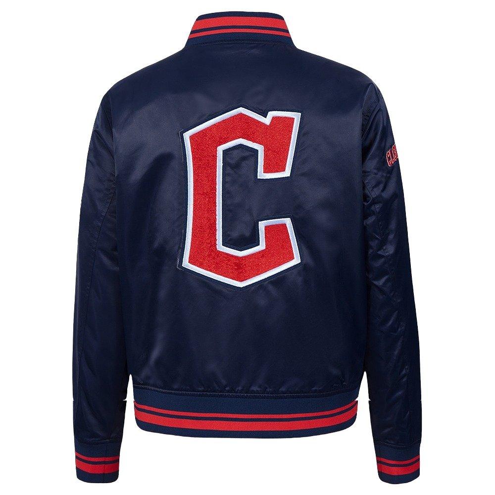 Pro Standard Women's Cleveland Guardians Retro Classic Rib Satin Jacket - Navy/Red - NAVY/RED Thumbnail View 2