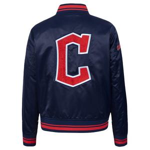 Pro Standard Women's Cleveland Guardians Retro Classic Rib Satin Jacket - Navy/Red