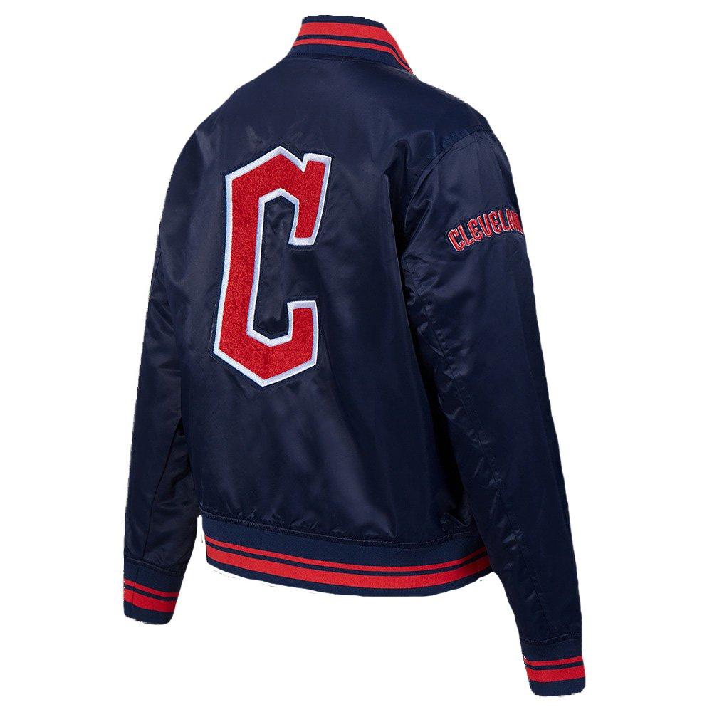 Pro Standard Women's Cleveland Guardians Retro Classic Rib Satin Jacket - Navy/Red - NAVY/RED Thumbnail View 4