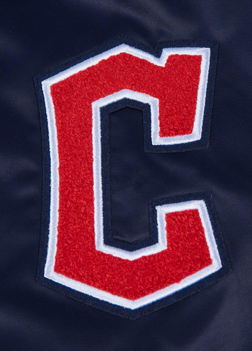 Pro Standard Women's Cleveland Guardians Retro Classic Rib Satin Jacket - Navy/Red - NAVY/RED Thumbnail View 6