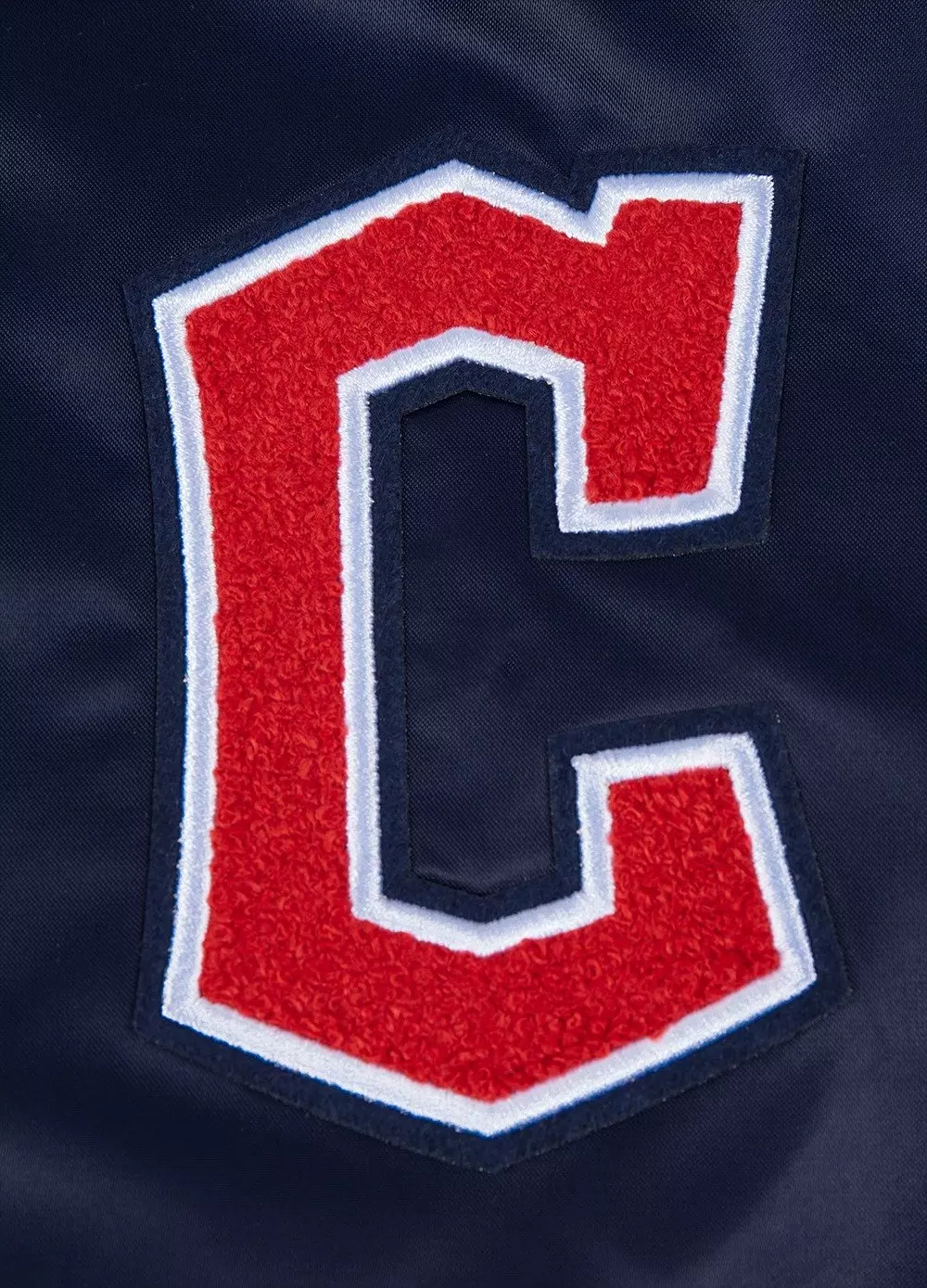 Pro Standard Women's Cleveland Guardians Retro Classic Rib Satin Jacket - Navy/Red - NAVY/RED