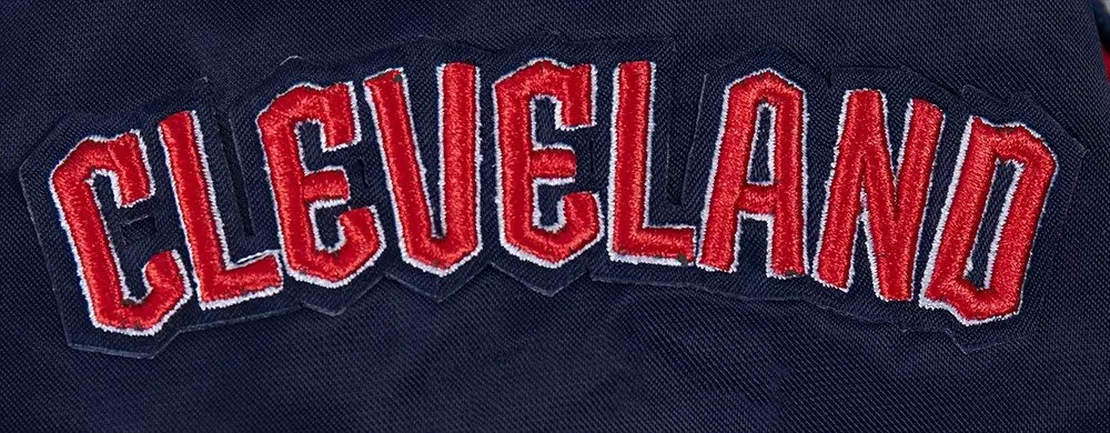 Pro Standard Women's Cleveland Guardians Retro Classic Rib Satin Jacket - Navy/Red - NAVY/RED