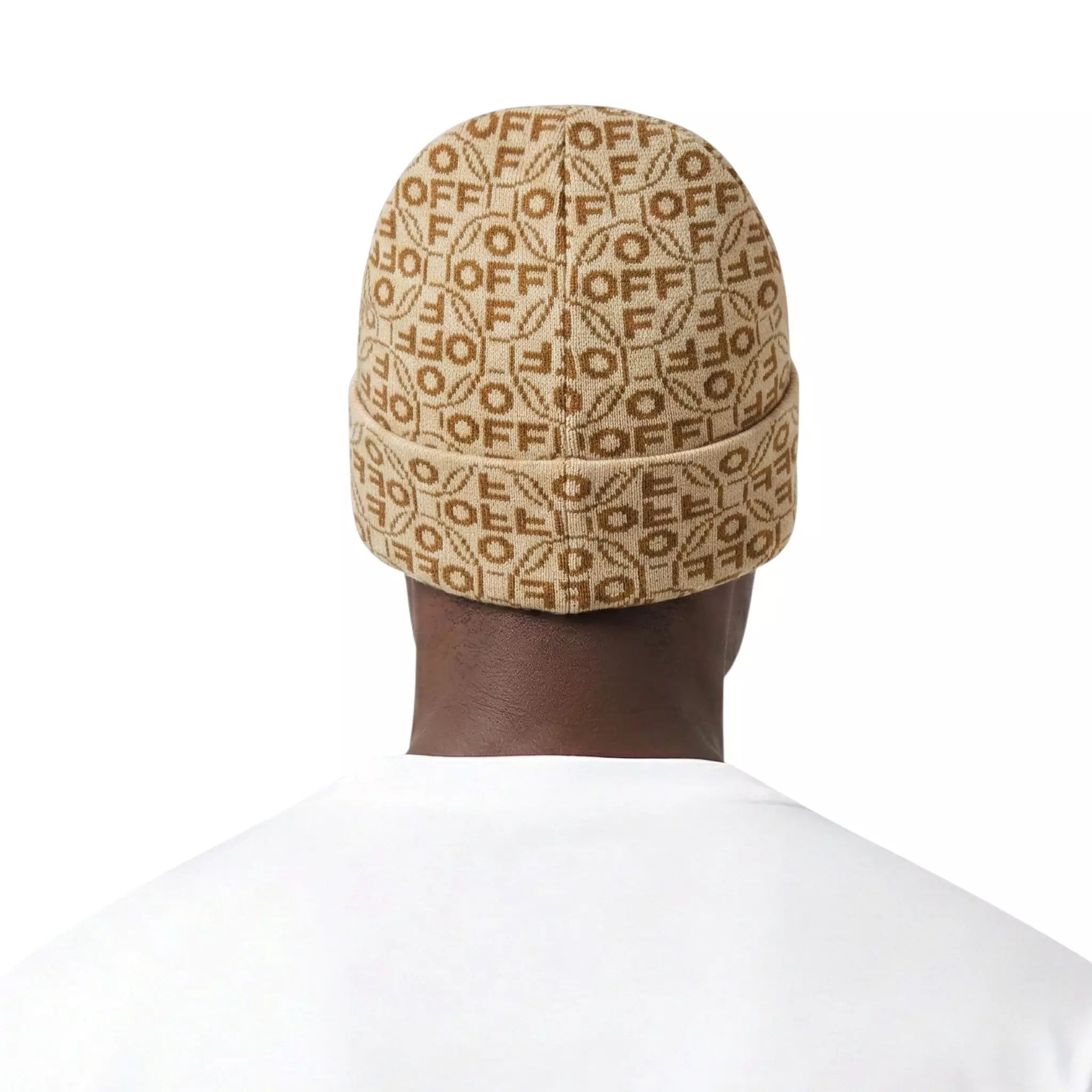L/AB c/o Off-White Off Allover Jacquard Cuff Beanie - Brown - BROWN