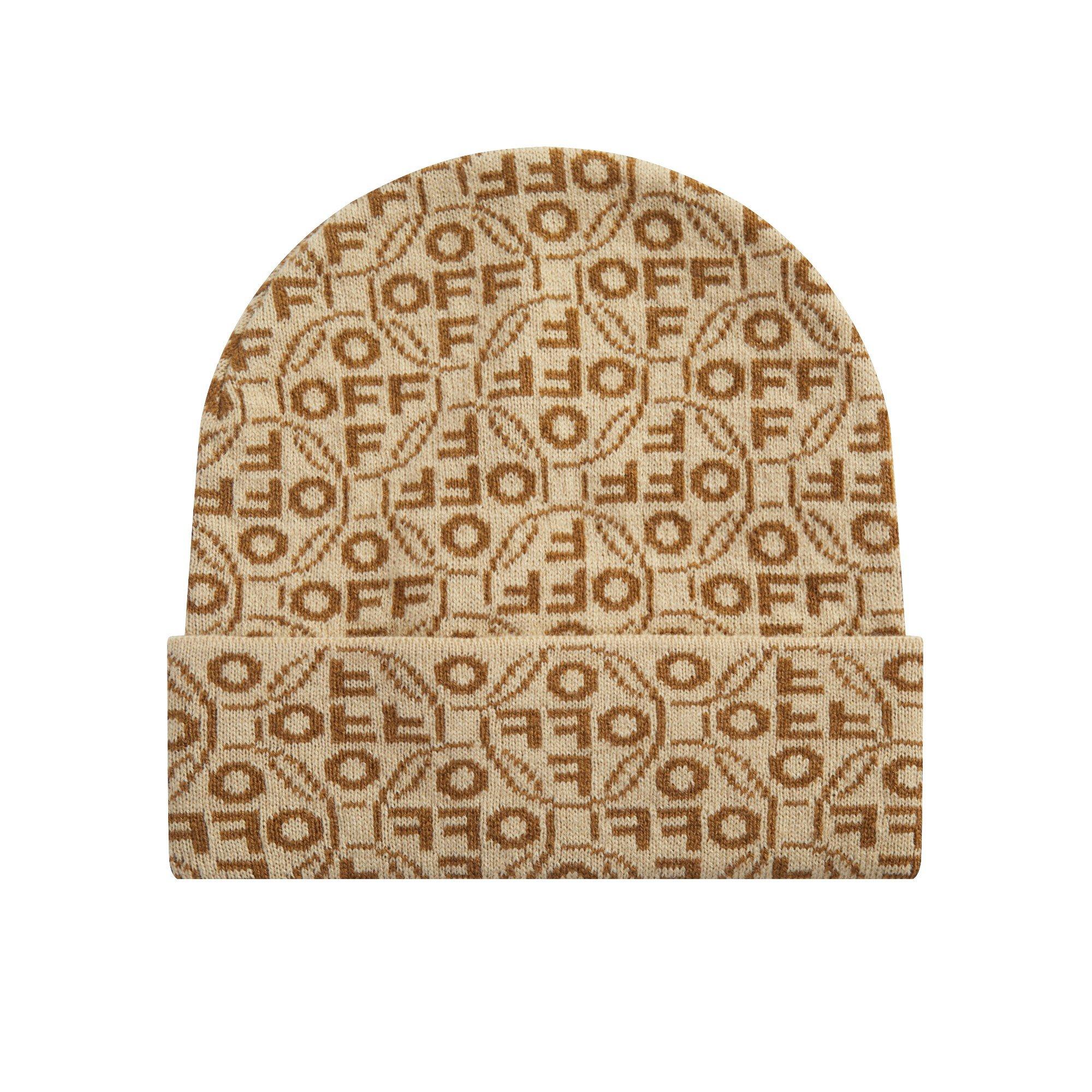 L/AB c/o Off-White Off Allover Jacquard Cuff Beanie - Brown - BROWN