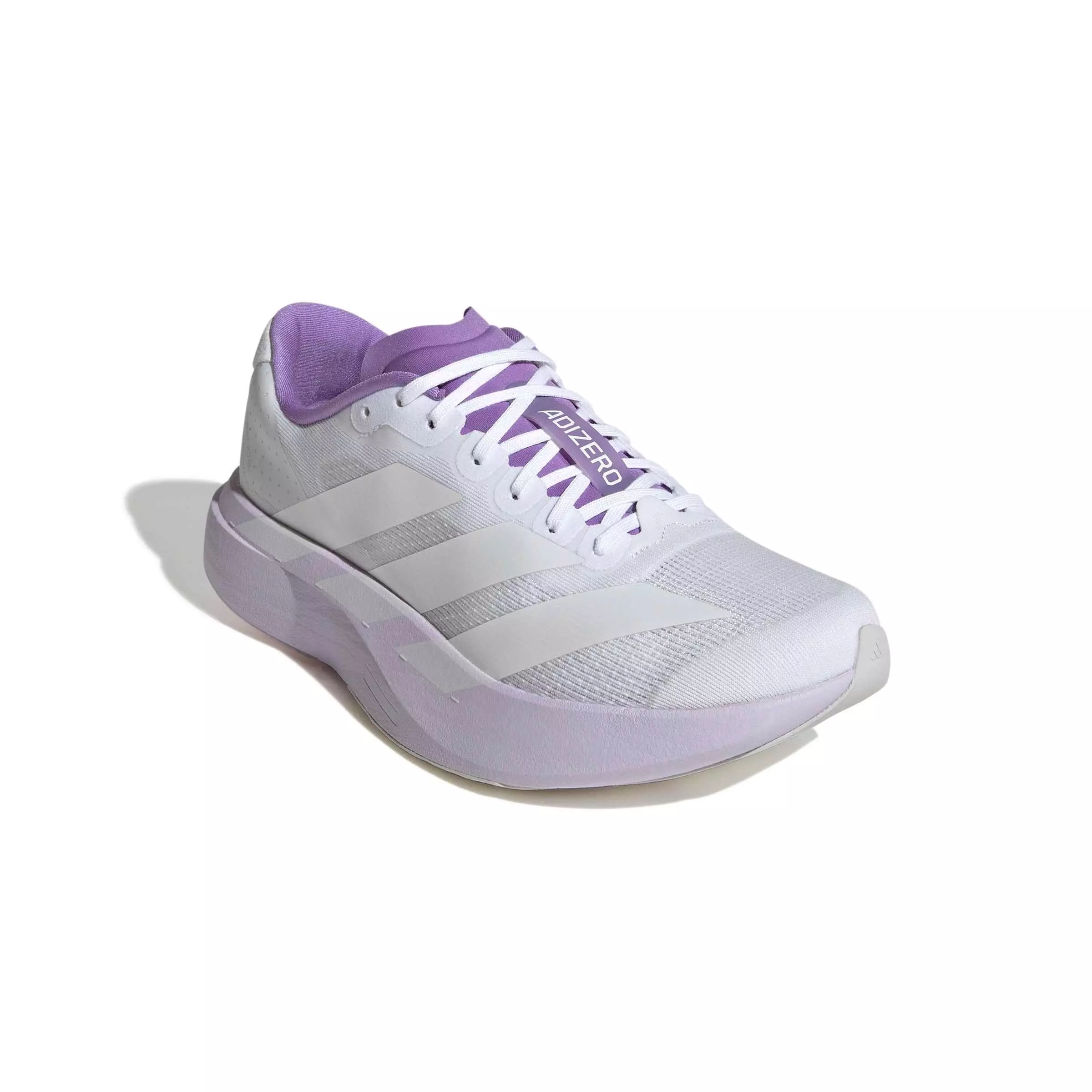 adidas Adizero EVO SL "Ftwr White/Zero Metallic/Purple Tint" Women's Running Shoe - WHITE/METALLIC/PURPLE