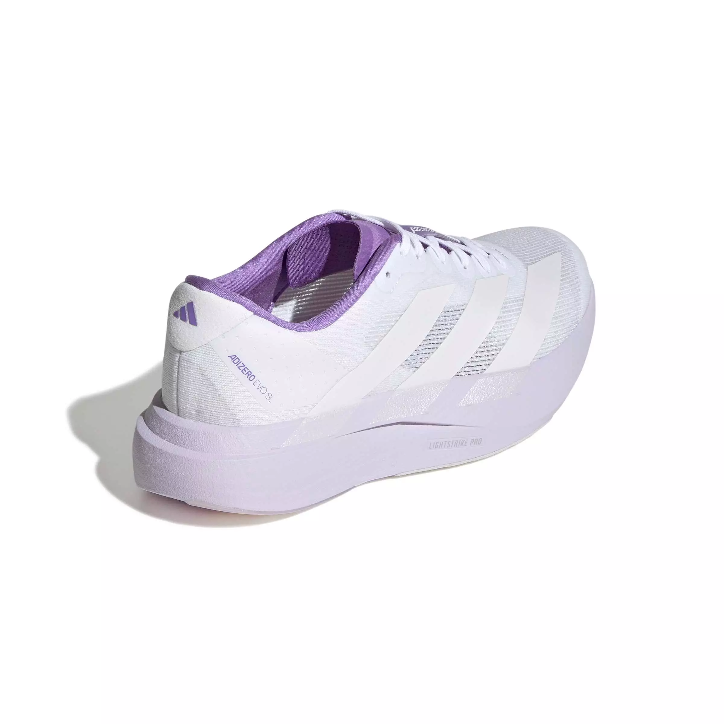 adidas Adizero EVO SL "Ftwr White/Zero Metallic/Purple Tint" Women's Running Shoe - WHITE/METALLIC/PURPLE
