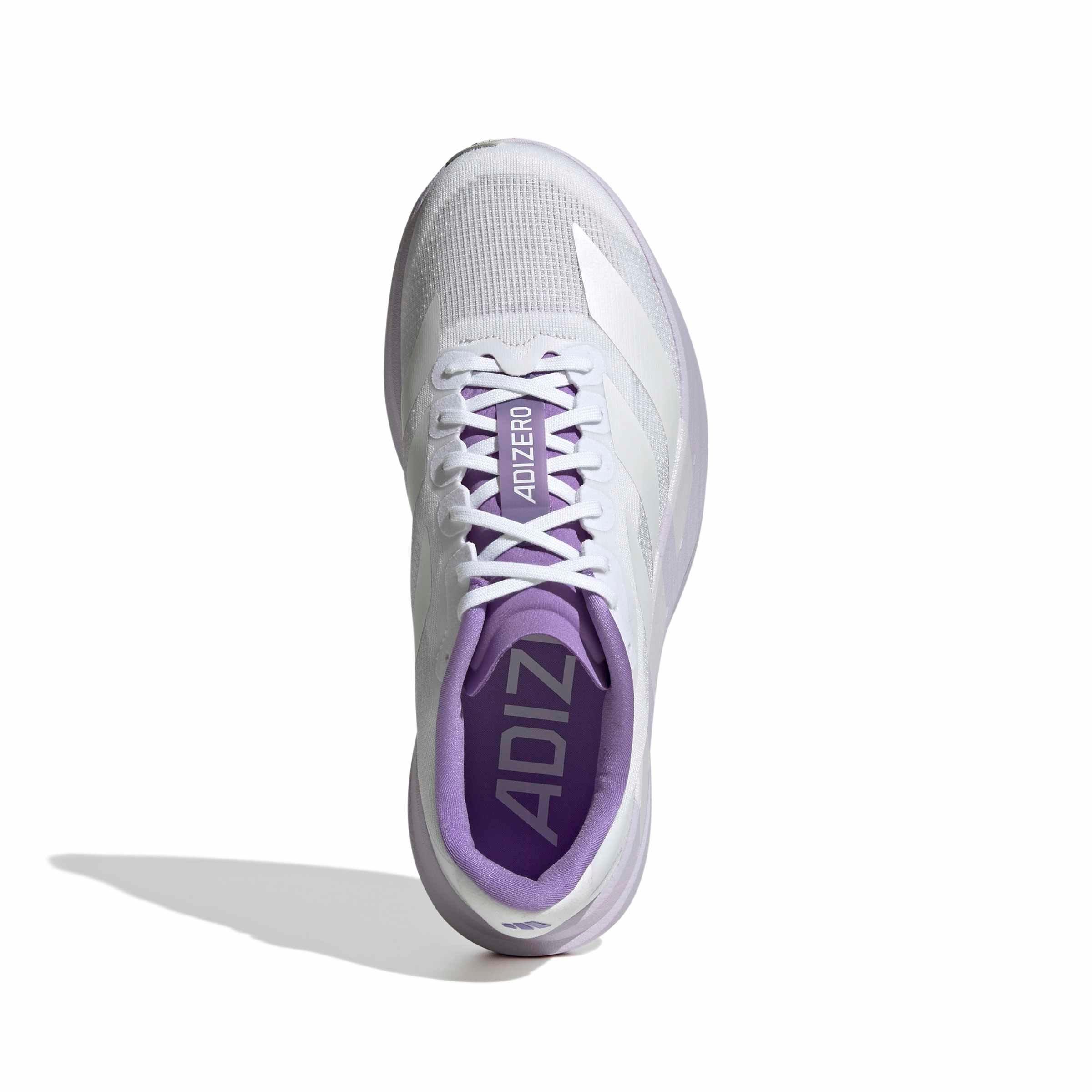 adidas Adizero EVO SL "Ftwr White/Zero Metallic/Purple Tint" Women's Running Shoe - WHITE/METALLIC/PURPLE Thumbnail View 5