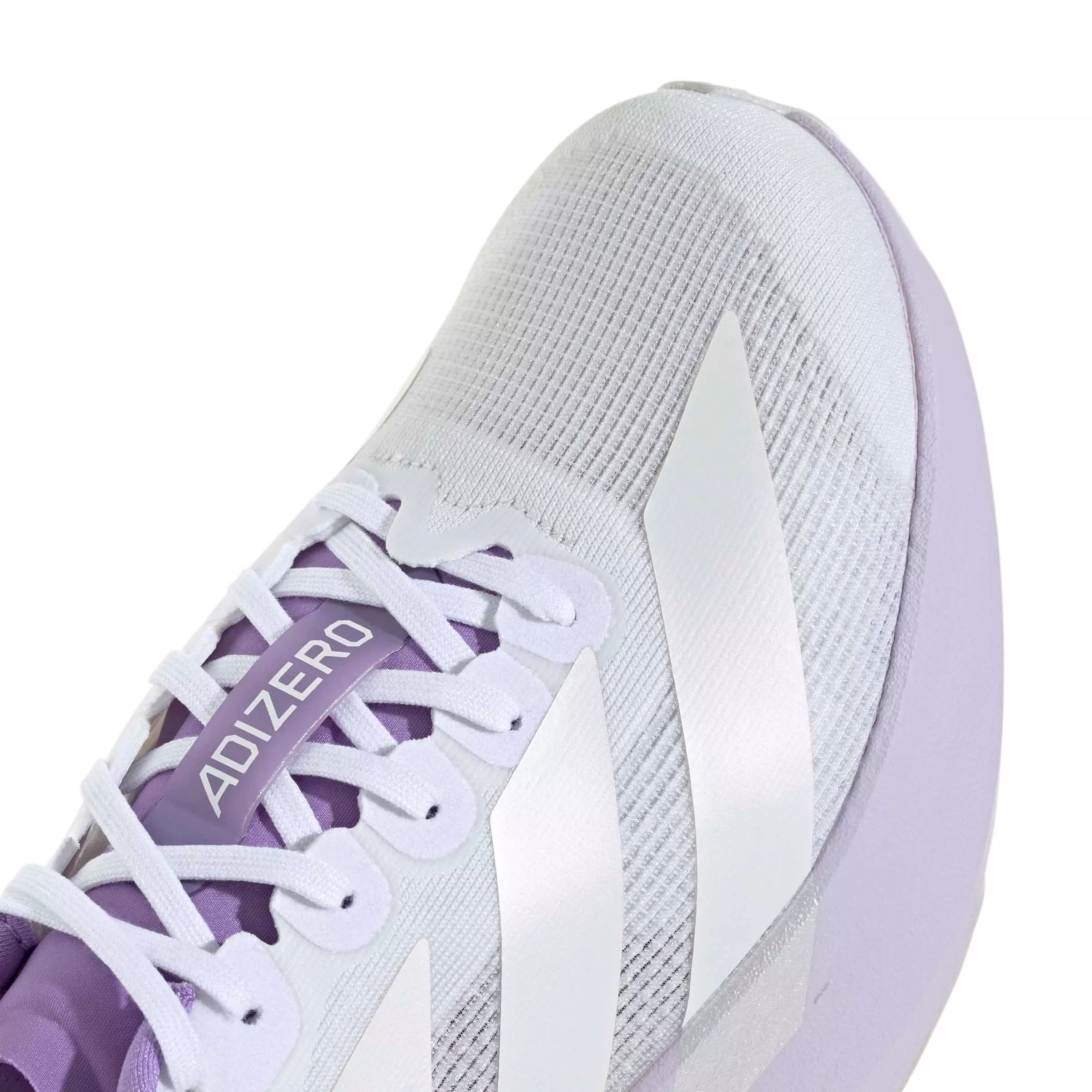 adidas Adizero EVO SL "Ftwr White/Zero Metallic/Purple Tint" Women's Running Shoe - WHITE/METALLIC/PURPLE