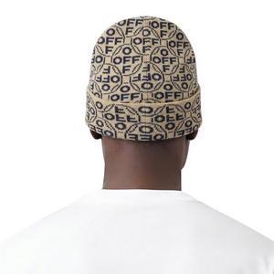 L/AB c/o Off-White Off Allover Jacquard Cuff Beanie - Cream - CREAM