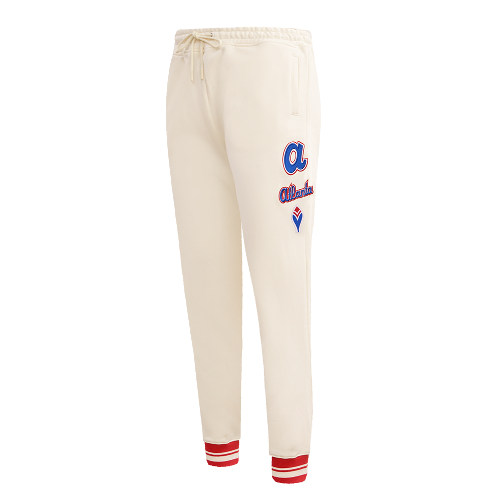 Pro Standard Women's MLB Atlanta Braves Retro Classic Sweatpants - Eggshell - EGGSHELL Thumbnail View 3