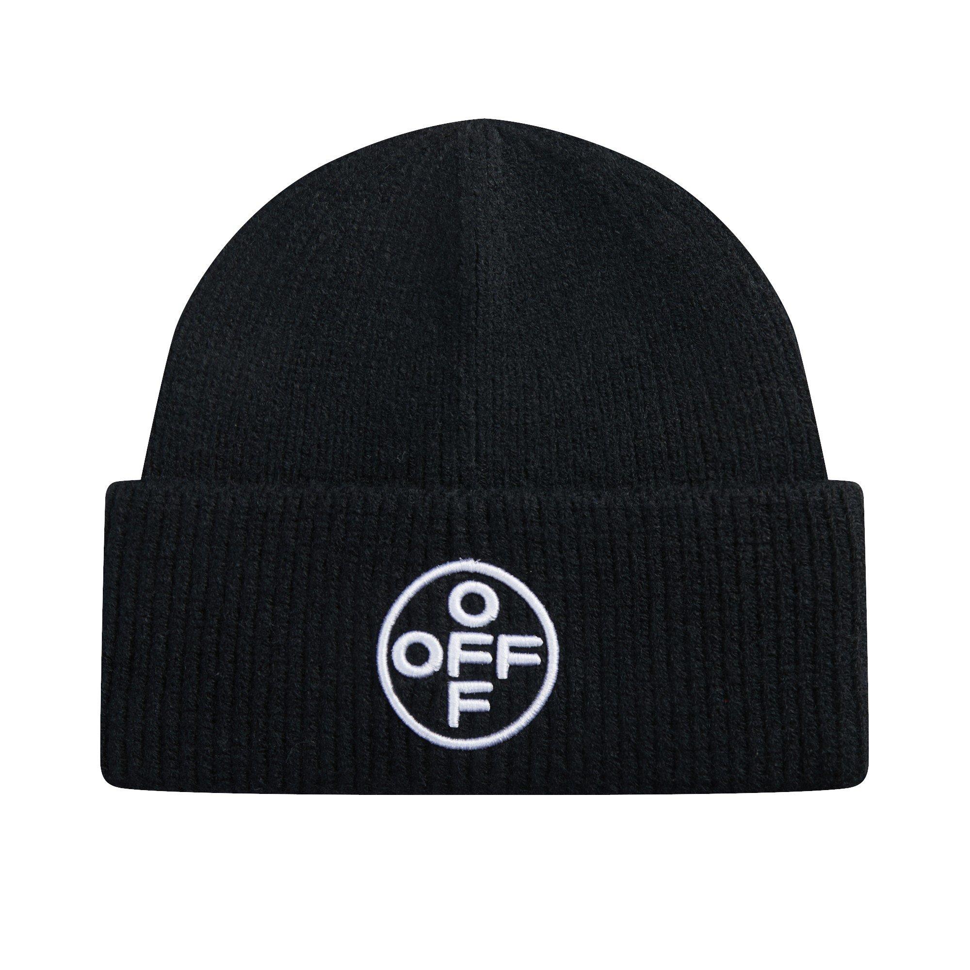 L/AB c/o Off-White Off Embroidered Cuff Beanie - Black - BLACK