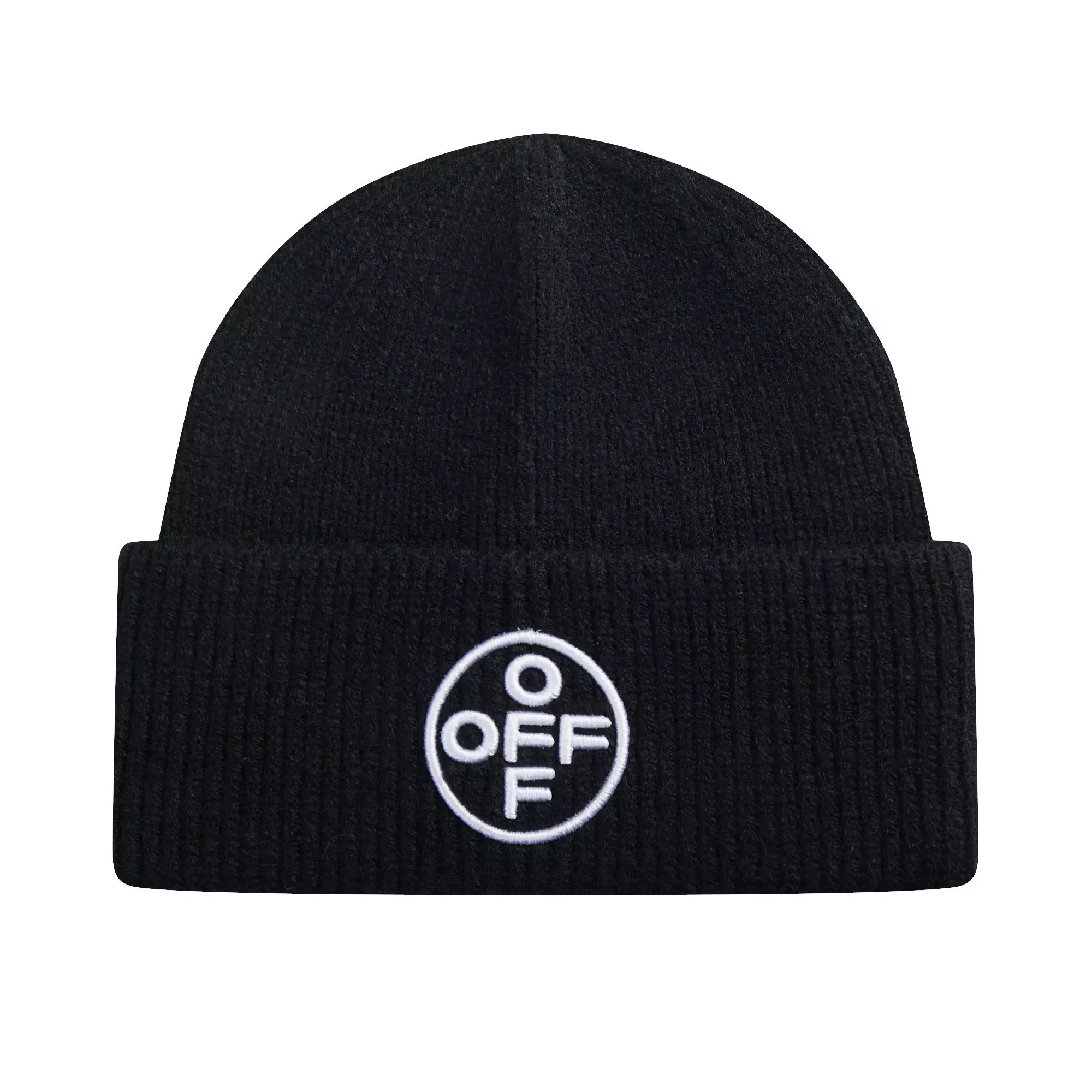 L/AB c/o Off-White Off Embroidered Cuff Beanie - Black - BLACK