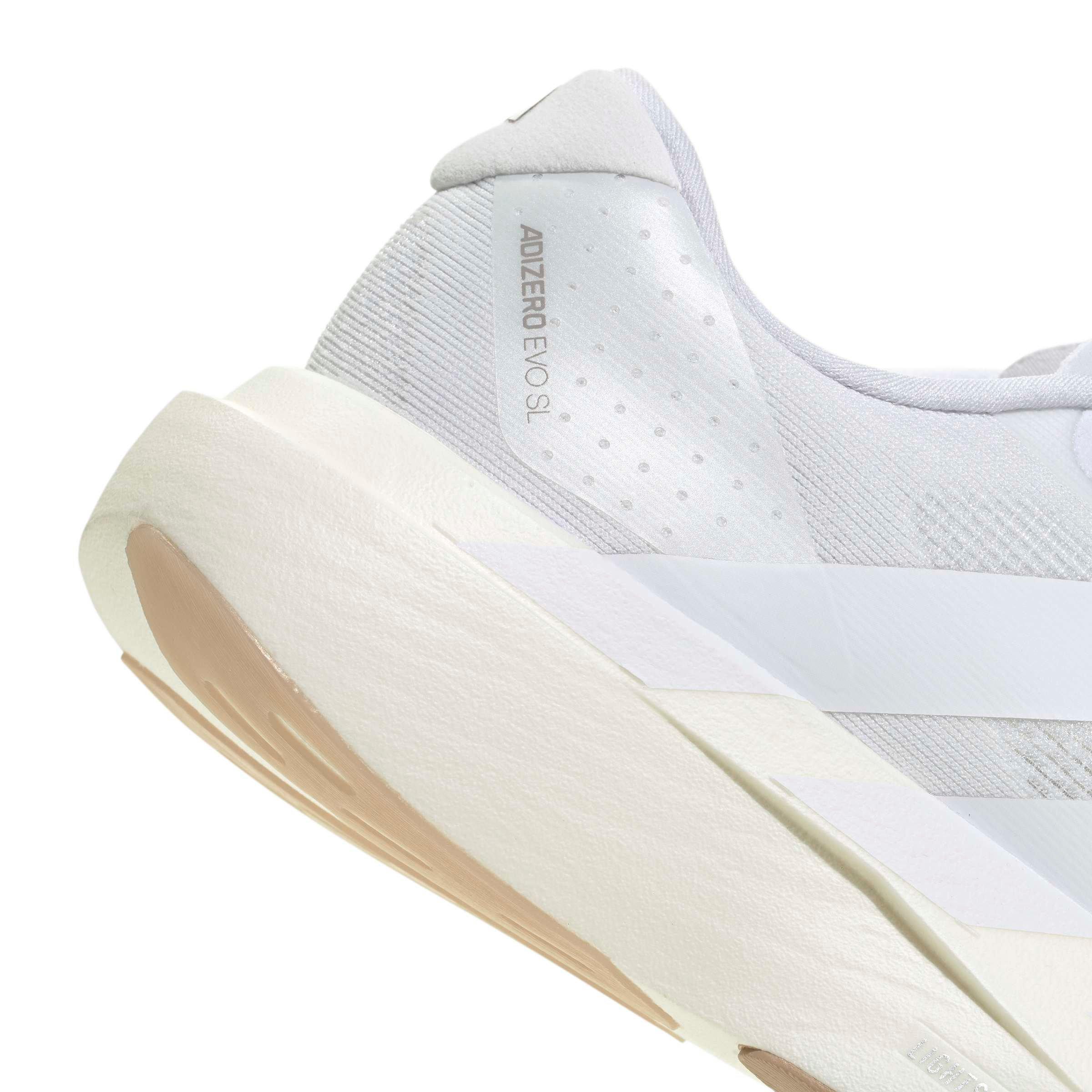 adidas Adizero EVO SL "Ftwr White/Ftwr White/Warm Sandstone" Women's Running Shoe - WHITE/WHITE/SANDSTONE Thumbnail View 7