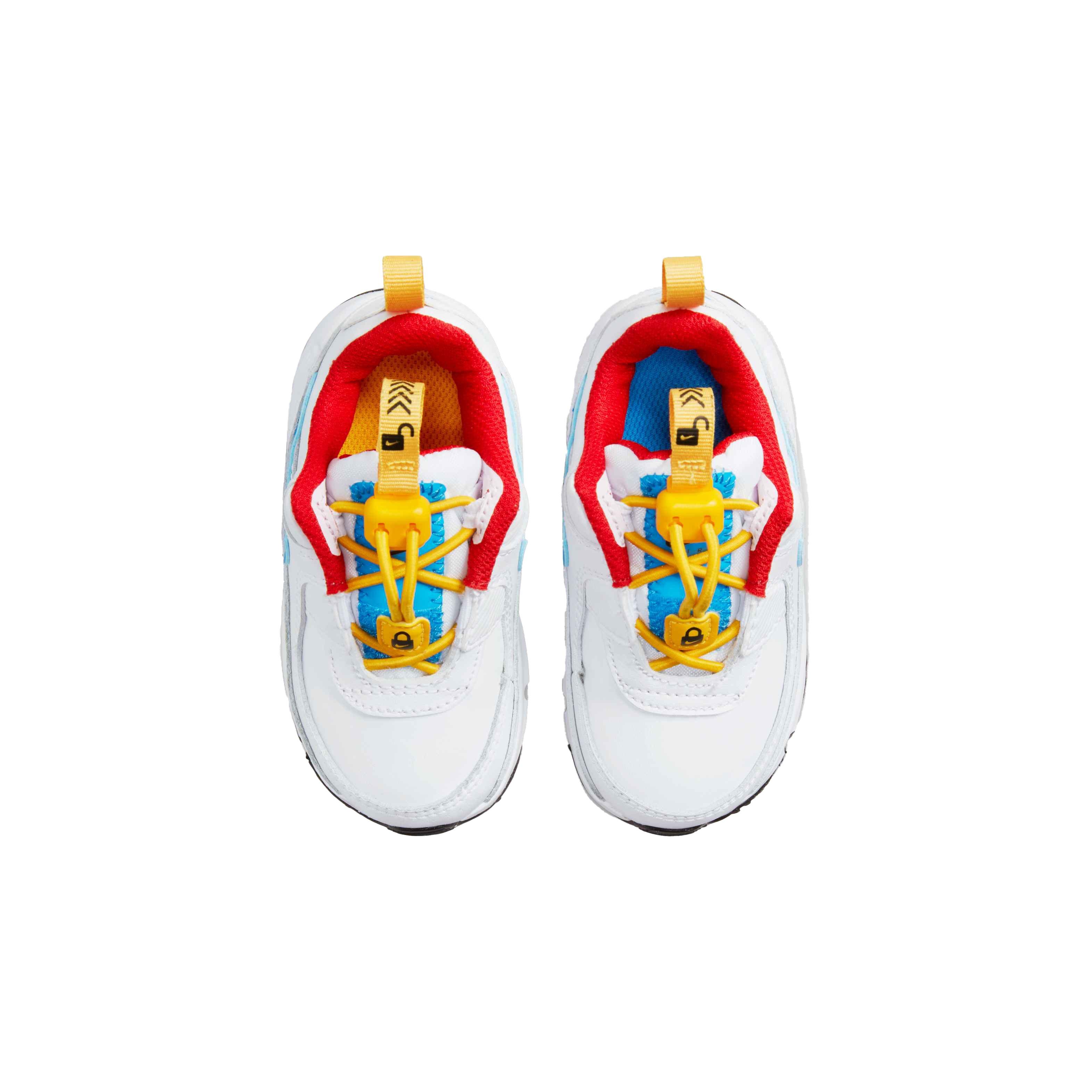 Nike Air Max 90 Toggle "White/Photo Blue/University Gold" Infant Boys' Shoe - WHITE Thumbnail View 4