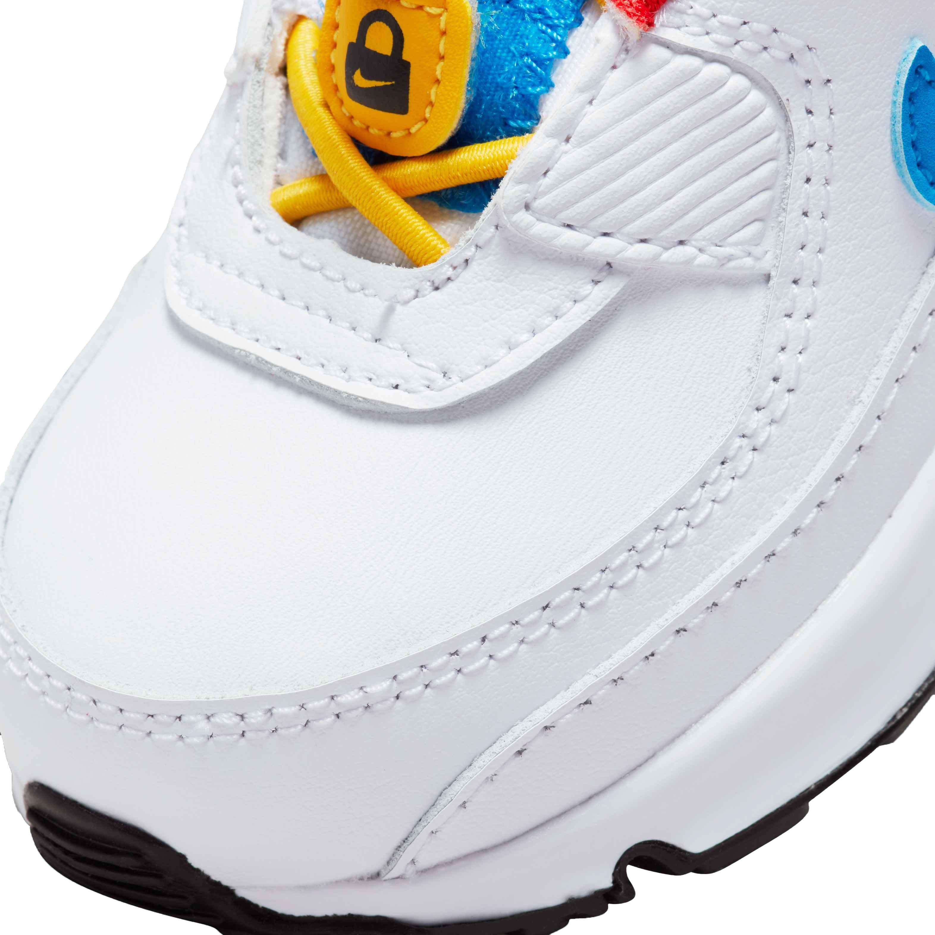 Nike Air Max 90 Toggle "White/Photo Blue/University Gold" Infant Boys' Shoe - WHITE Thumbnail View 7